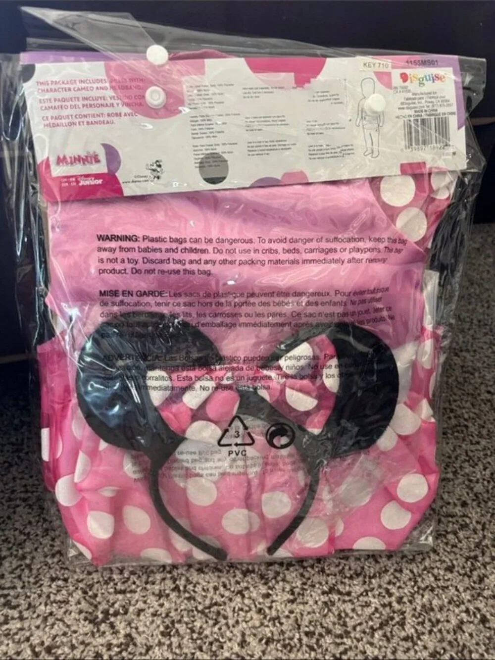 Minnie Mouse Halloween Costume 4/6 Disney Pink Dress & Headpiece Toddler Girls